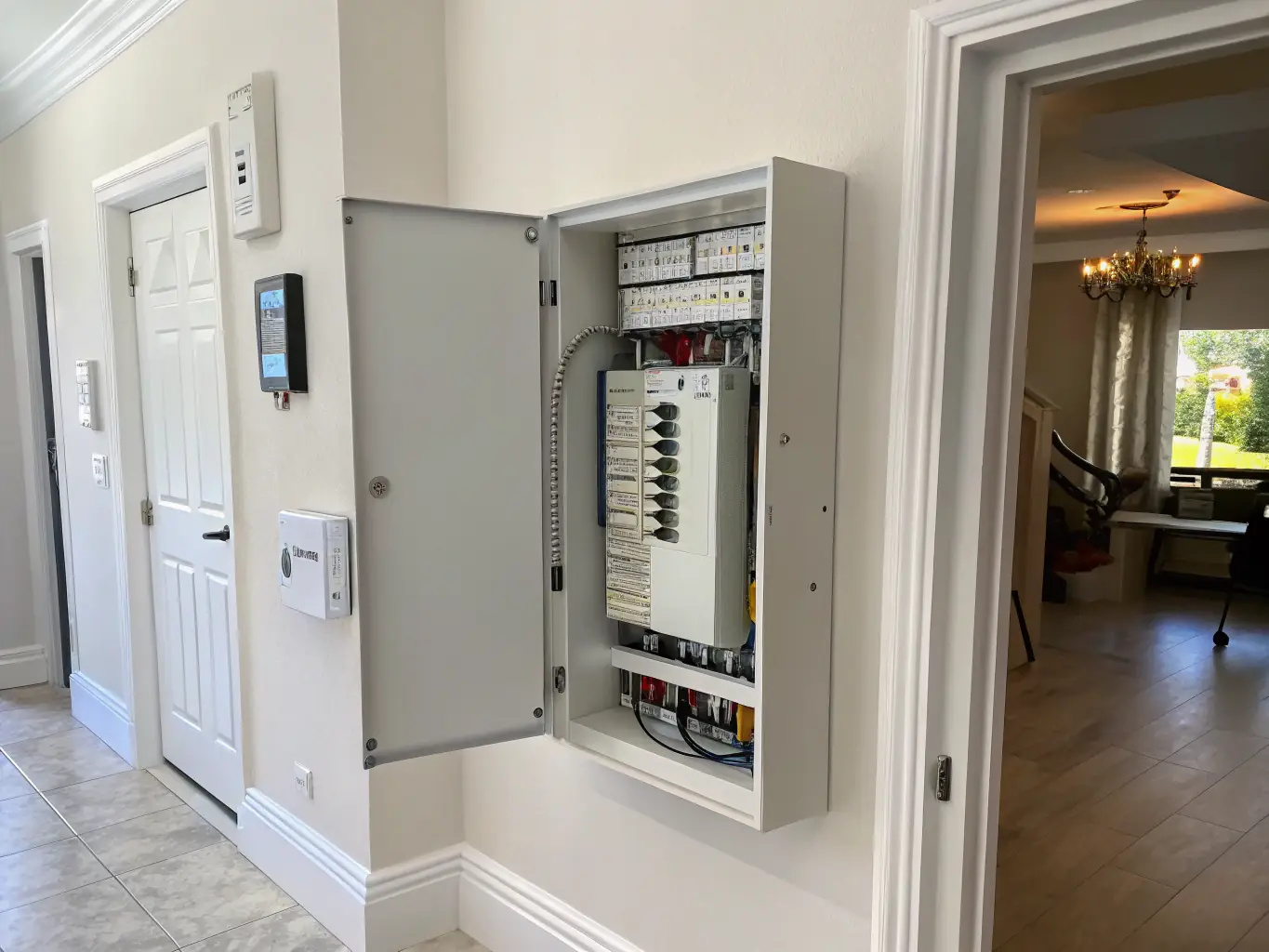 A newly installed electrical panel in a residential building, highlighting TECH-TREE's expertise in electrical installations.